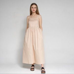 Beige midi cotton dress